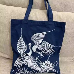 贵州蜡染帆布包定制布袋棉手提购物袋收纳袋子手工绘制活动纪念品