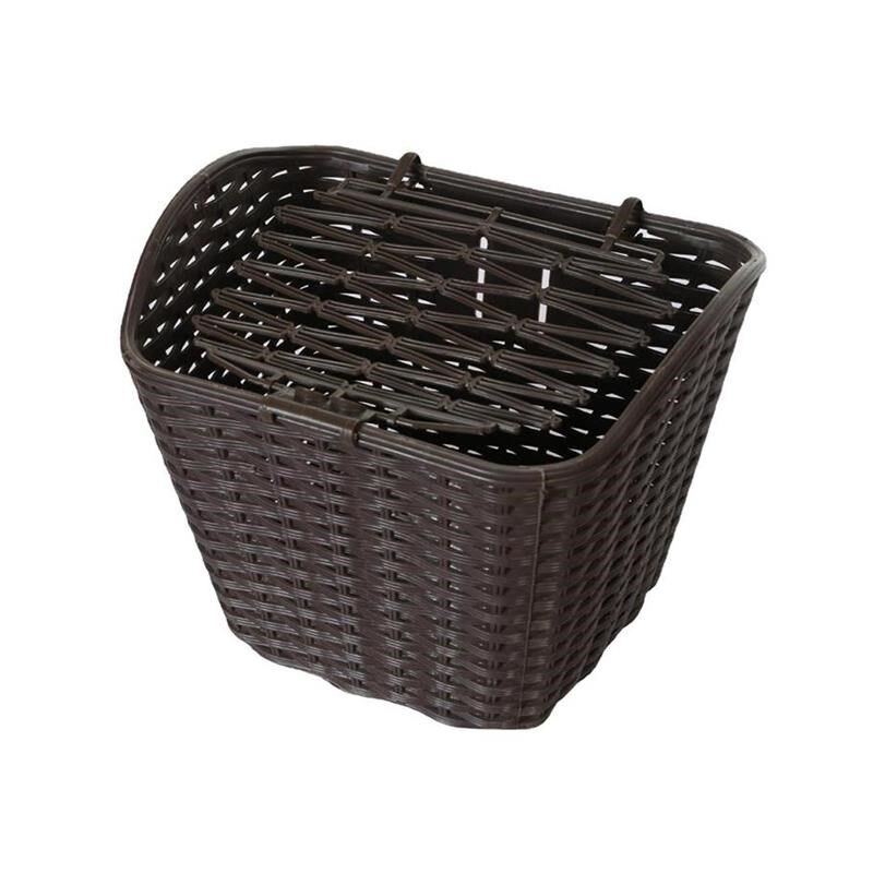 电动车后置车筐藤编储物挂包大容量收纳箱放头盔带盖自行车篓