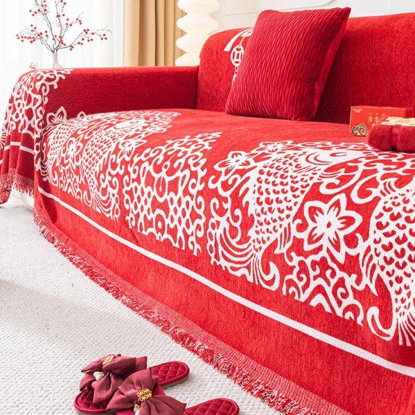 新年过年喜庆沙发盖布巾红色沙发坐垫子四季通用全盖防滑沙发套罩,居家布艺,沙发套,淘宝优惠券,粉丝福利购,淘宝优惠卷