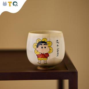 蜡笔小新手工手绘茶杯景德镇窑变主人杯情侣一对卡通茶具喝茶杯子