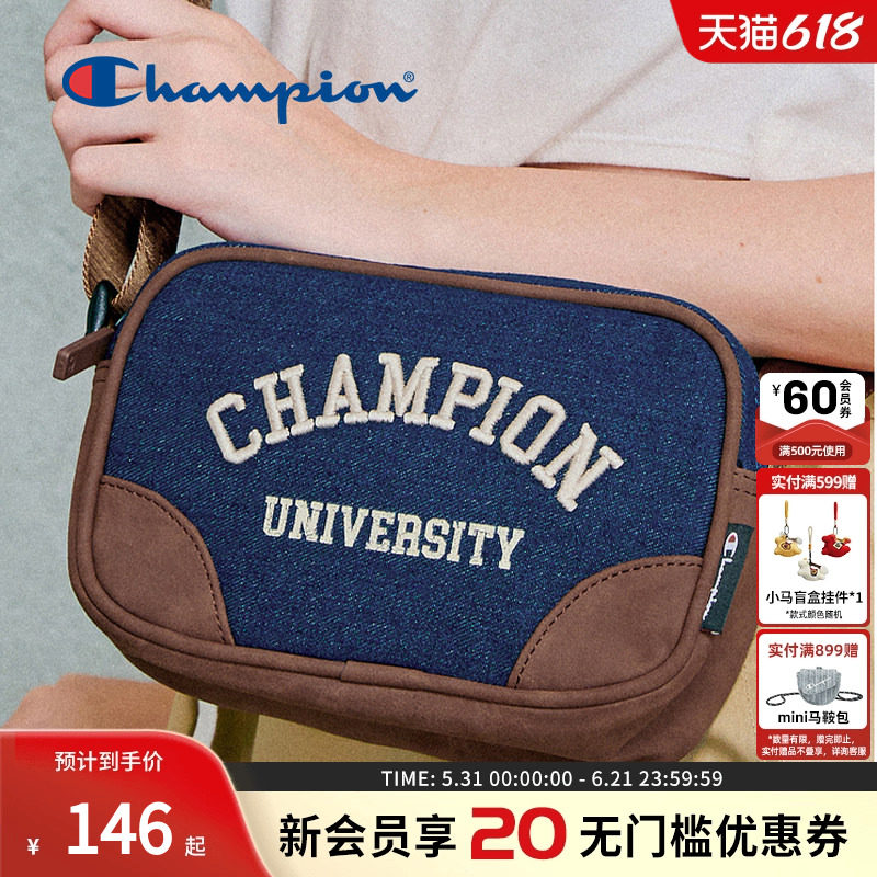 Champion冠军官方校队相机包女美式刺绣单肩方包复古斜挎小方包男