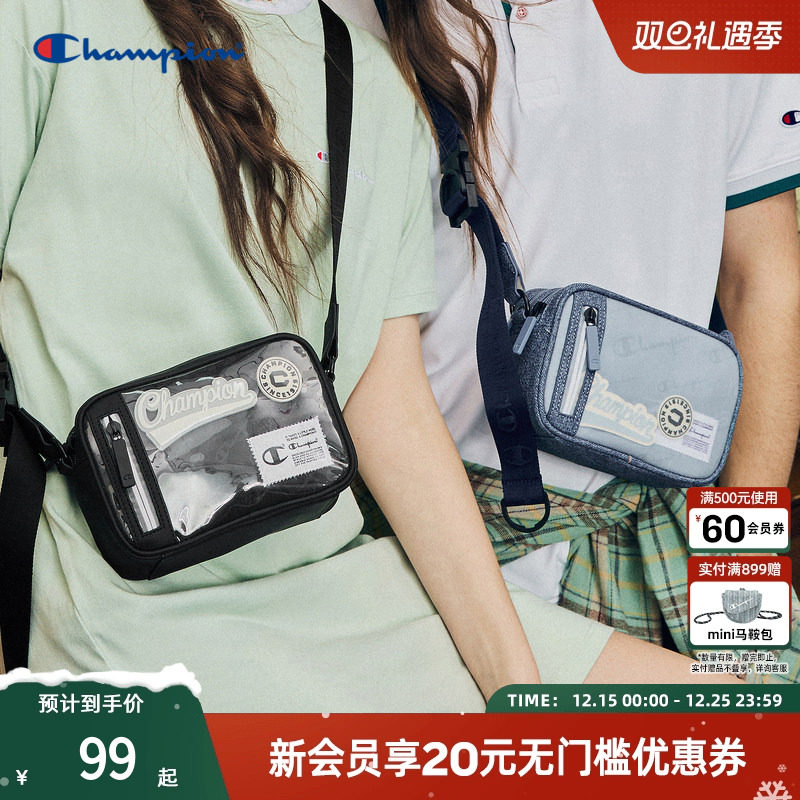 Champion冠军男斜挎包徽章痛包单肩包女小方包正品