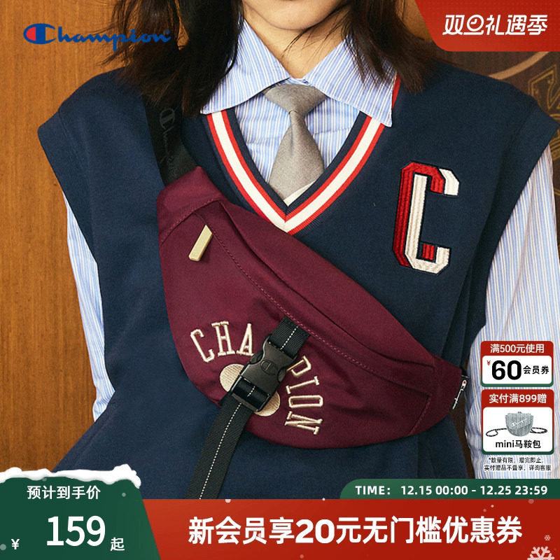 Champion冠军腰包男饺子包胸包秋冬复古运动刺绣情侣女潮牌斜