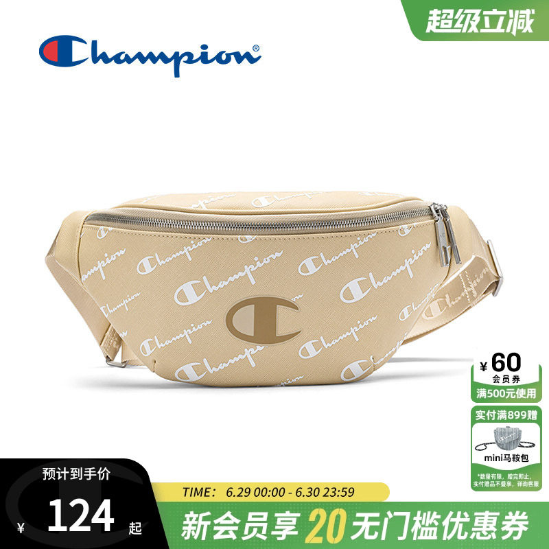 Champion冠军官方腰包满印老花女斜挎包包休闲胸包男复古上班