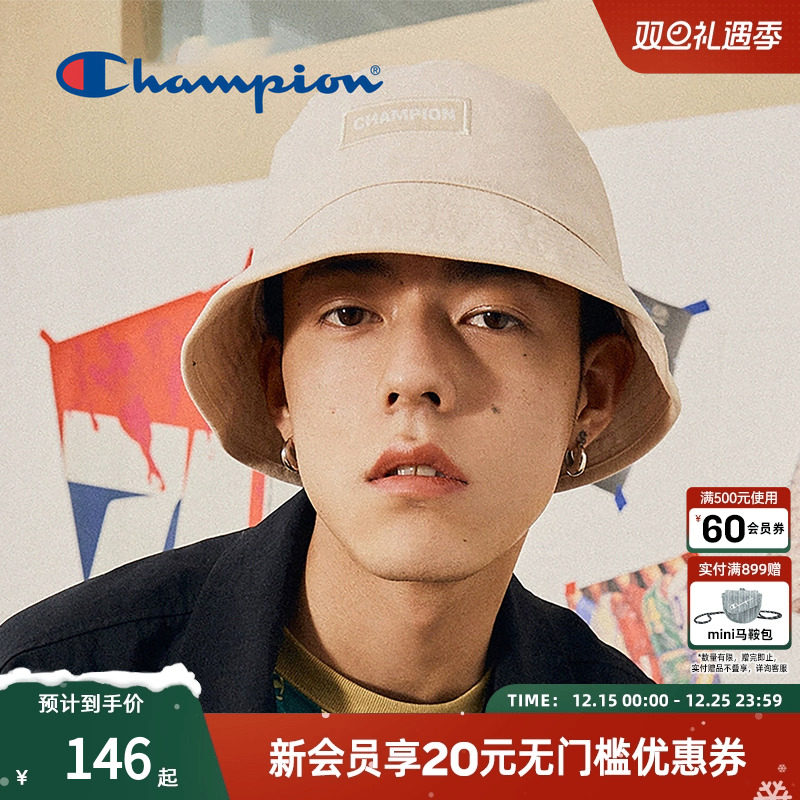 champion冠军盆帽渔夫帽男女户外风旅游运动休闲女帽子遮阳正