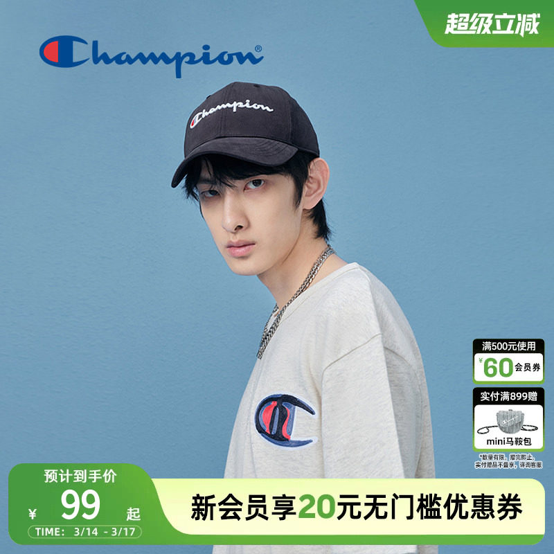 Champion冠军棒球帽情侣美式红鸭舌帽秋冬男女遮阳经典草写l