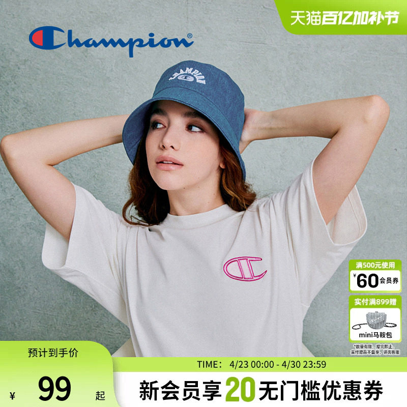 Champion冠军渔夫帽大檐平顶美式校园遮阳帽官方正品