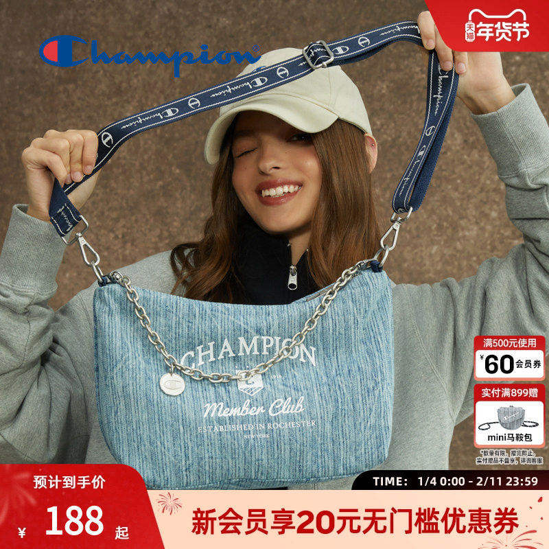Champion冠军新款单肩包幸运饼干男女斜挎饺子布包牛仔包官方正品,箱包皮具/热销女包/男包,腋下包,淘宝优惠券,粉丝福利购,淘宝优惠卷