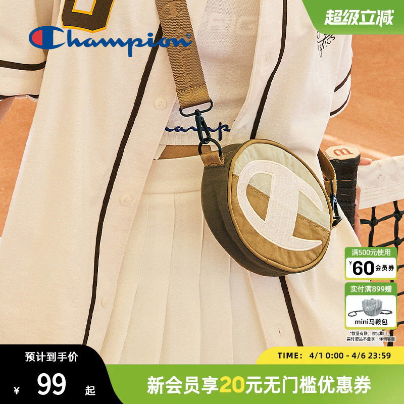 Champion冠军官方圆饼包秋冬手机包男单肩包休闲轻便小斜挎包包女