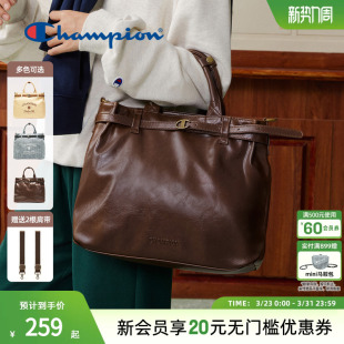 champion冠军kelly托特包百搭单肩手提斜挎棕色复古女旅游包包