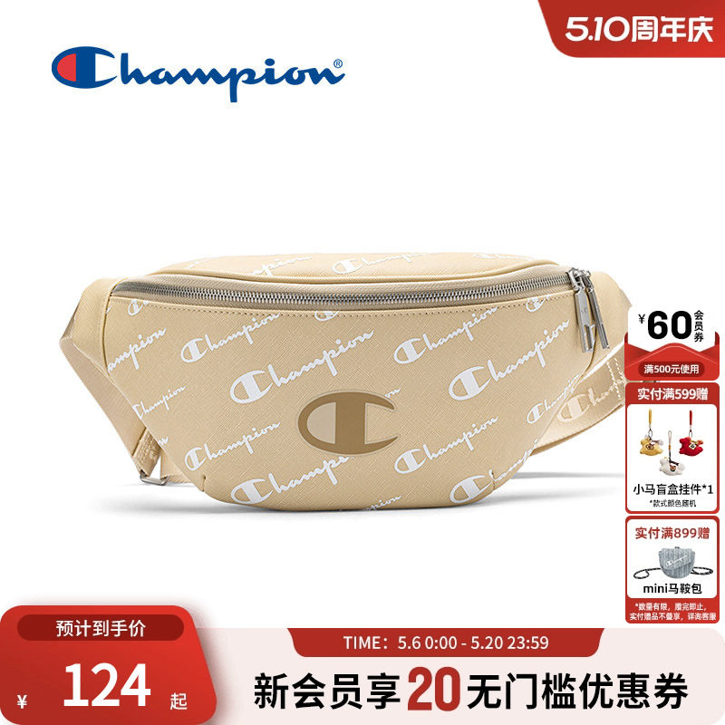 Champion冠军官方腰包满印老花女斜挎包包休闲胸包男复古上班通勤
