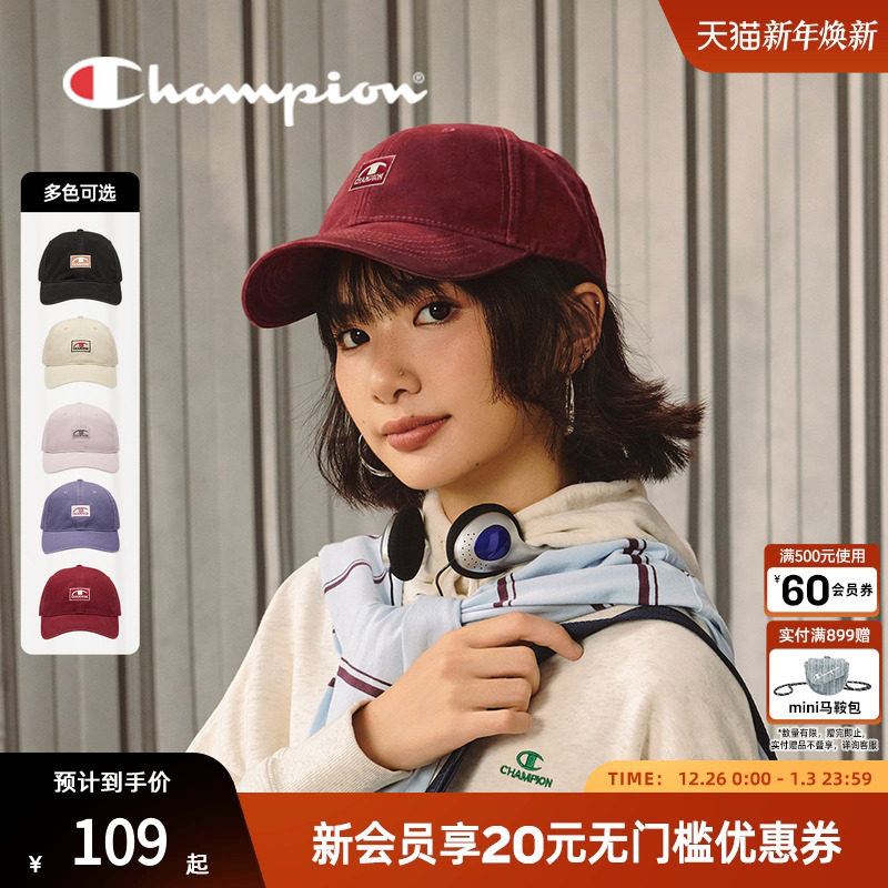 champion冠军经典棒球帽logo刺绣鸭舌帽男女情侣小脸