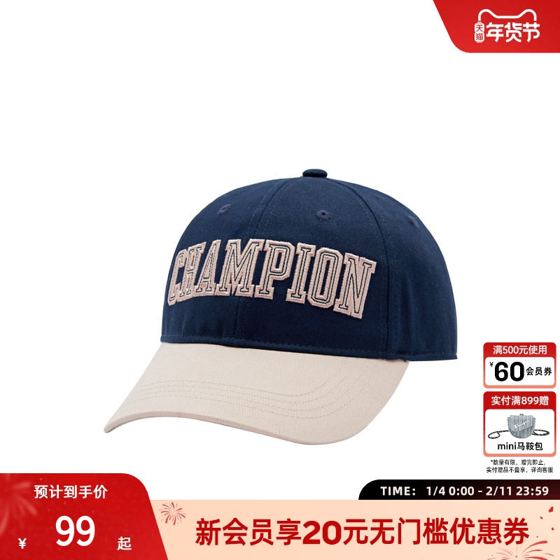 Champion冠军棒球帽女拼色美式复古休闲鸭舌帽男士遮阳帽官方