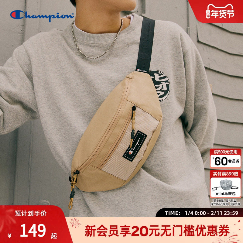 Champion冠军单肩胸包女贴布时尚休闲斜挎包男潮牌运动腰包手