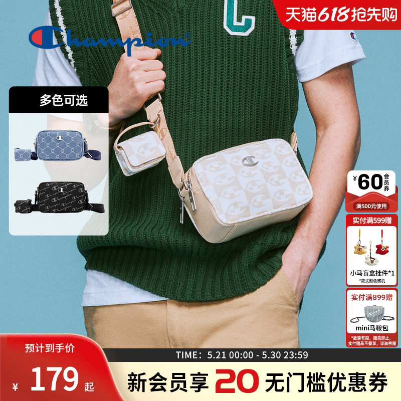Champion冠军丹宁老花斜挎包男相机包女百搭包包正品