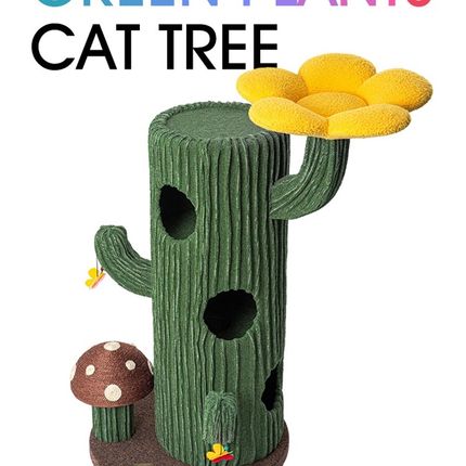 蜜罐猫仙人掌猫爬架猫窝猫树一体花朵猫树大型树屋实木猫架220601