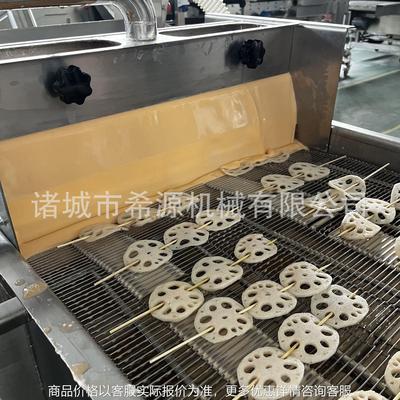 蔬菜串上浆机 自动循环浆液土豆串淋浆机 薯塔裹浆油炸流水线厂家