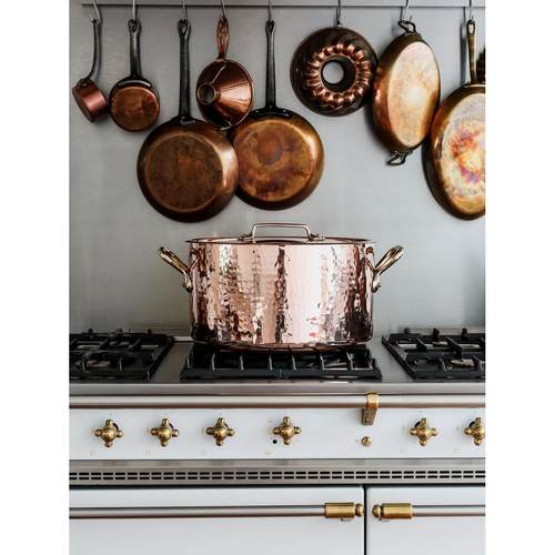 32cm现货 法国产 Mauviel 传统系列特厚镀锡紫铜锅 炖锅 双耳汤锅