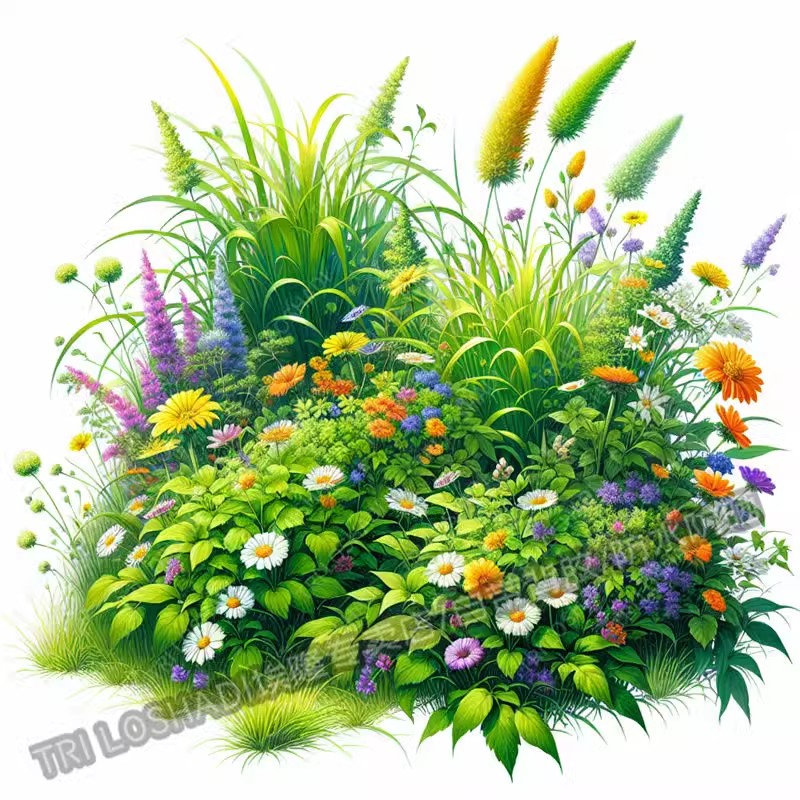 治愈绿色草丛贴纸唯美花卉遮丑贴