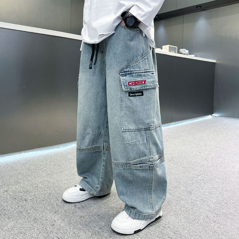 男童裤子春秋外穿2026新款中大童春季韩版休闲直筒儿童牛仔工装裤,童装/婴儿装/亲子装,裤子,淘宝优惠券,粉丝福利购,淘宝优惠卷