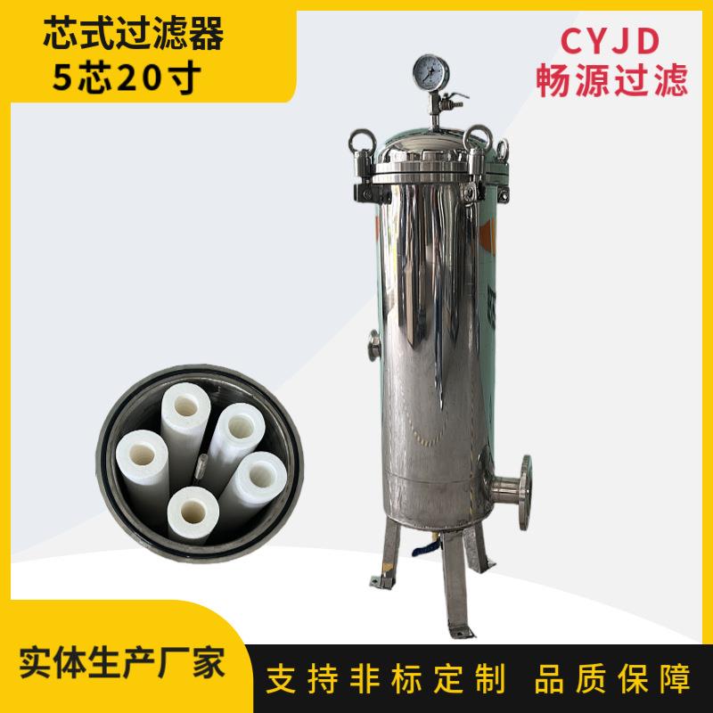 厂家销售不锈钢5芯20寸过滤器精密保安过滤器吊耳快开水处理设备