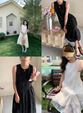 2026新款女装3th Morning月光玫瑰设计感提花刺绣宽松无袖连衣裙