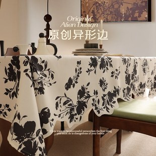 复古轻奢高级Ming风ins茶几餐桌 原创异形 桌布免洗防油防水美式