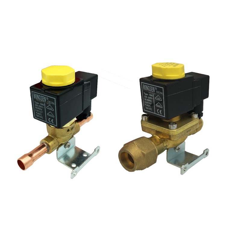 鸿森10系列电磁阀卡式冷媒焊螺纹冷库铜管电磁二通阀空调电动截止