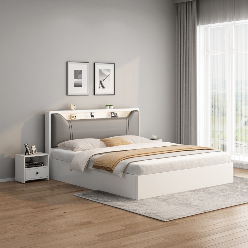 白色榻榻米板木结合箱体床宾馆1.8米双人大床加密床板民宿床