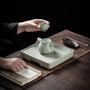 陶瓷茶盘茶海沥水盘储水盘轻奢高档干泡茶台茶具托盘家用壶承日式