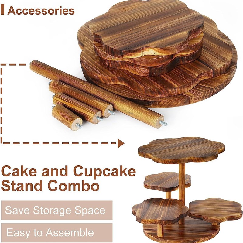 木质蛋糕架派对双层甜品展示架酒店托盘多层纸杯蛋糕收纳架
