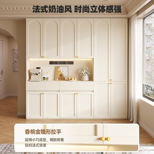 吸塑餐边柜靠墙一体客厅家用置物柜茶水储物酒柜高柜 定制实木法式