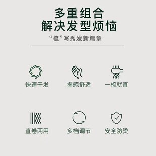 康夫直发梳神器负离子懒人风梳不伤发内扣卷直发棒去油吹风机3136