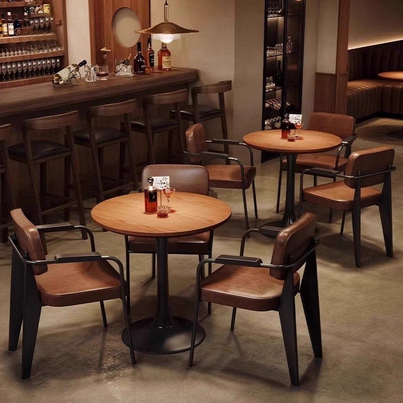 美式复古酒馆桌椅西餐厅餐桌椅组合音乐餐吧酒吧咖啡厅店桌子椅子