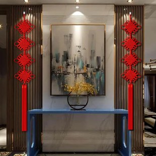 高档中国结挂件客厅大号 玄关装饰 红色电视墙两边乔迁对联入户门