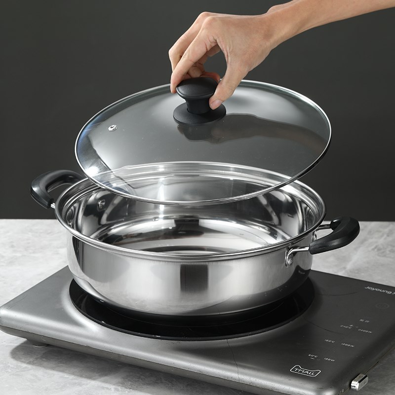 特厚不锈钢电磁炉火锅家用复底火锅盆配盖煤气炉汤锅盆菜火锅锅具