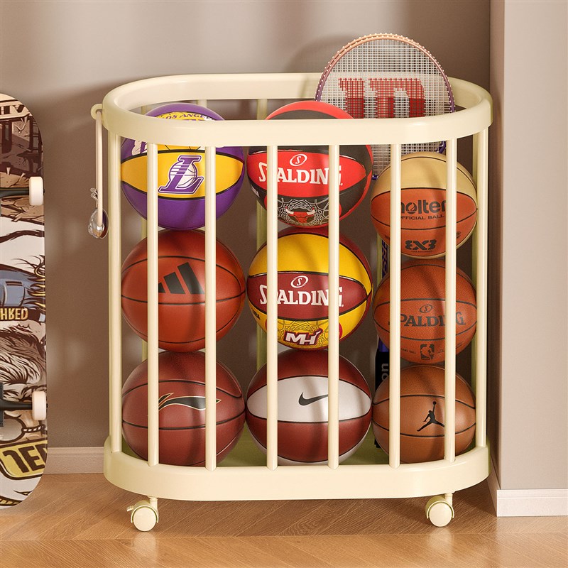 篮球收纳架家用羽毛球足球架子球类收纳神器瑜伽垫健身器材收纳筐