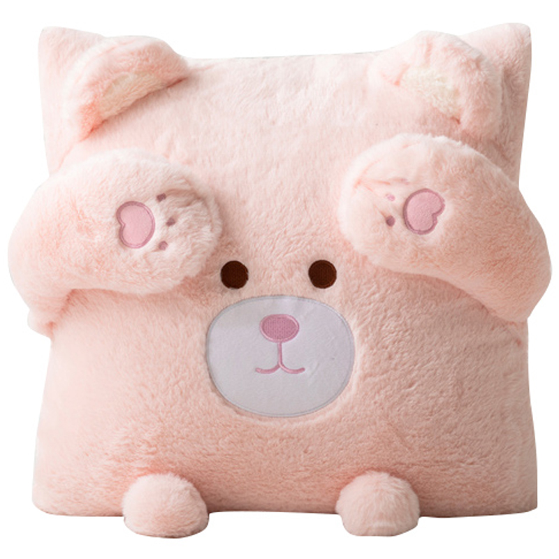 加绒加厚兔毛绒抱枕被子两用多功能车载办公室午休毯午睡可爱卡通