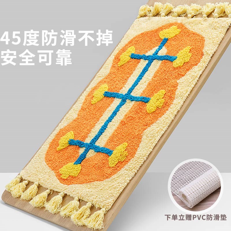 纯棉床边地毯女孩卧室2024新款轻奢高级感客厅地垫吸水卫生间脚垫