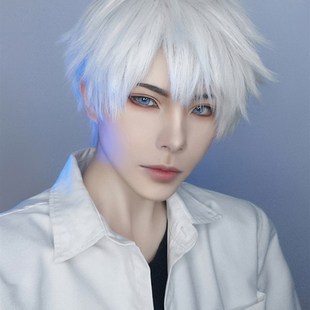 白色假发男短发全头套式日系少年感男生光遇cos基佬万用整顶发套