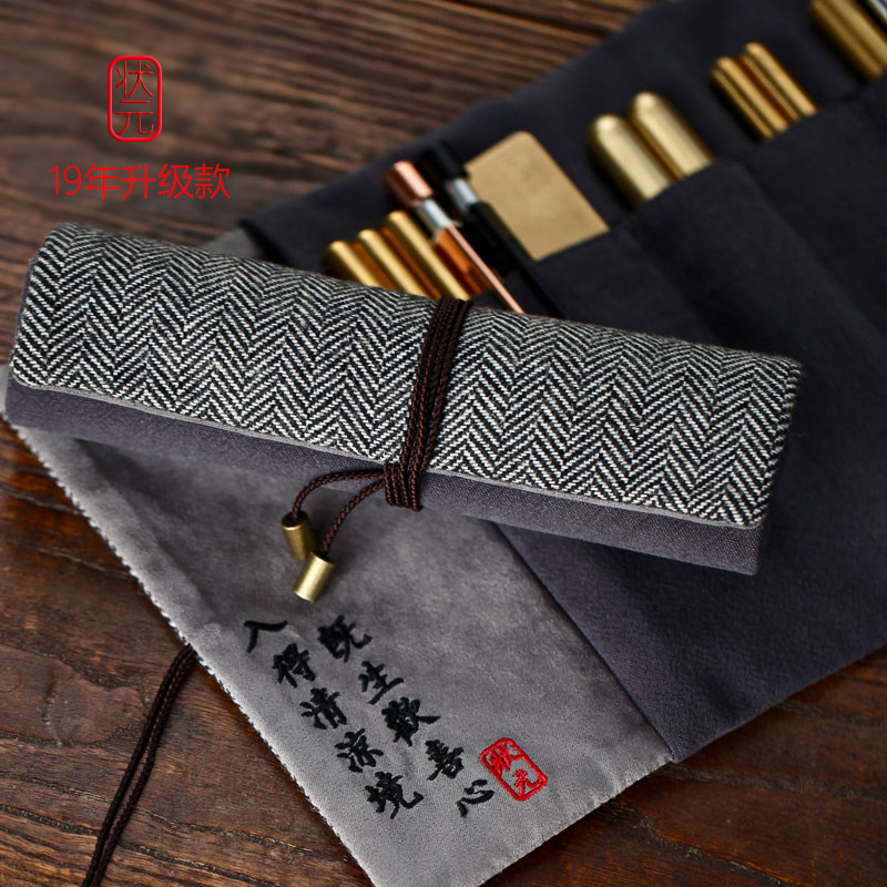 柒鹿手创丨复古卷帘笔袋 钢笔笔帘卷笔袋男女大学生文具袋笔盒