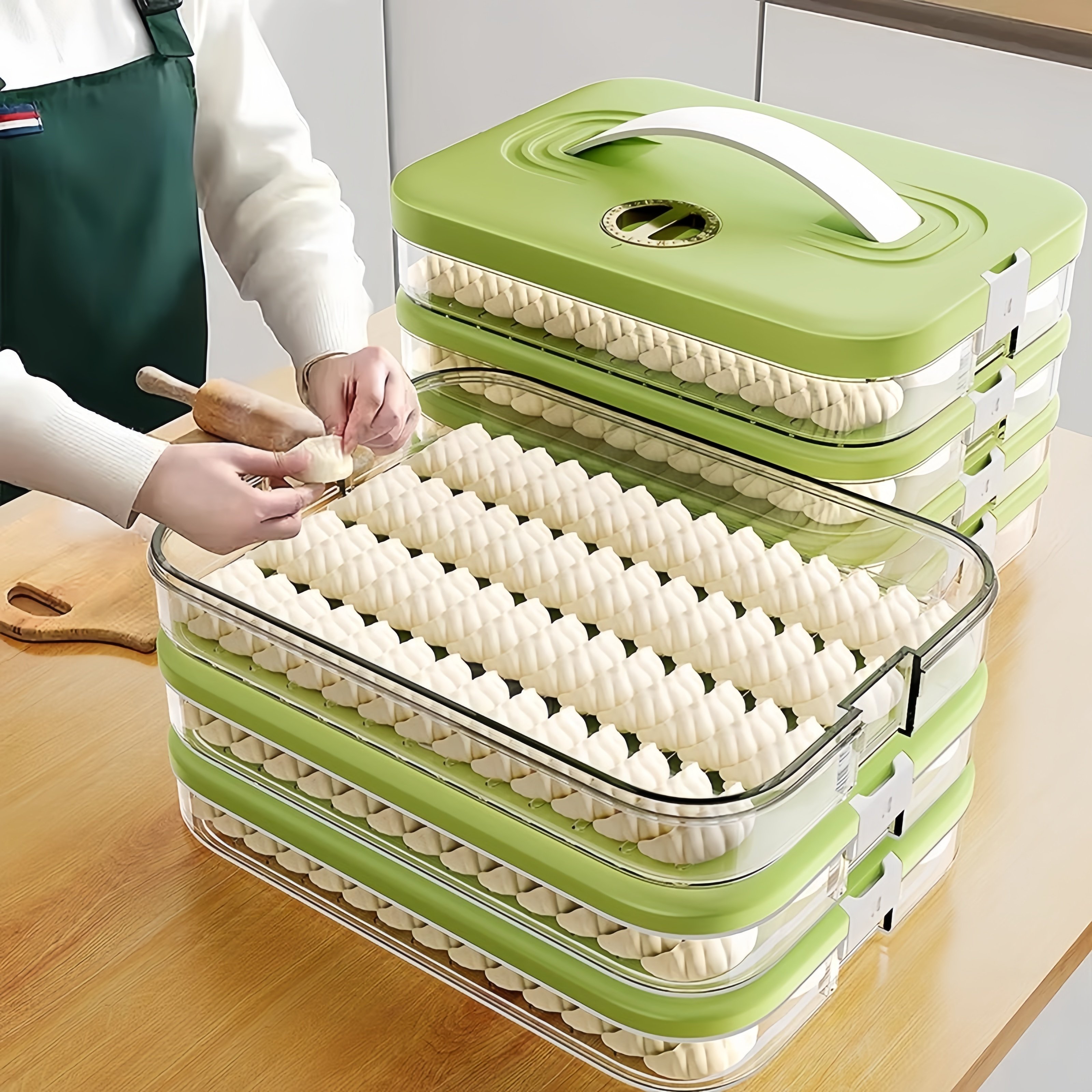 日本饺子收纳盒冰箱用盒子冷冻盒子食品级水饺馄饨速冻保鲜专用盘