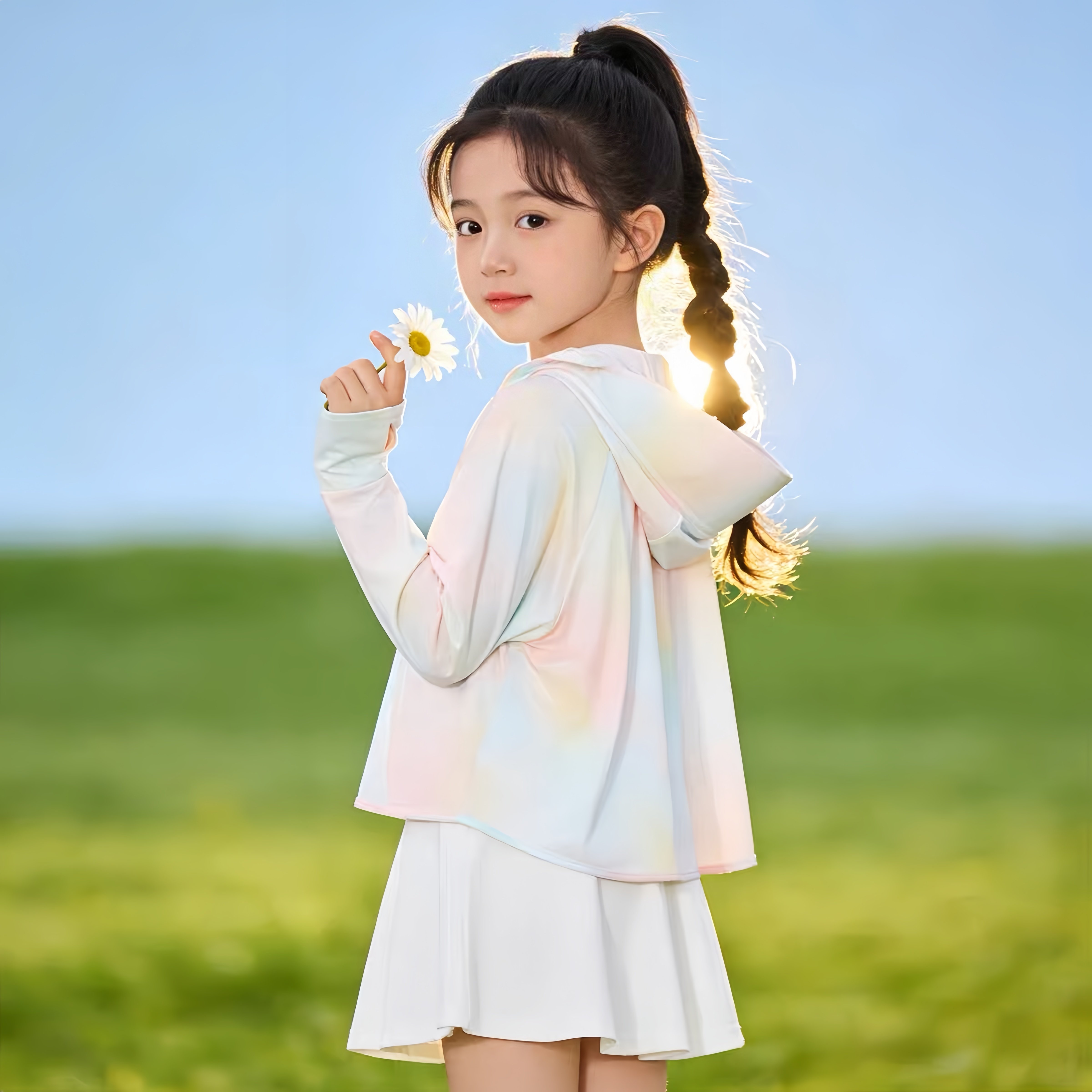 儿童防晒衣男女童连帽薄款冰丝凉感防晒服抗UV皮肤衣婴幼儿外套