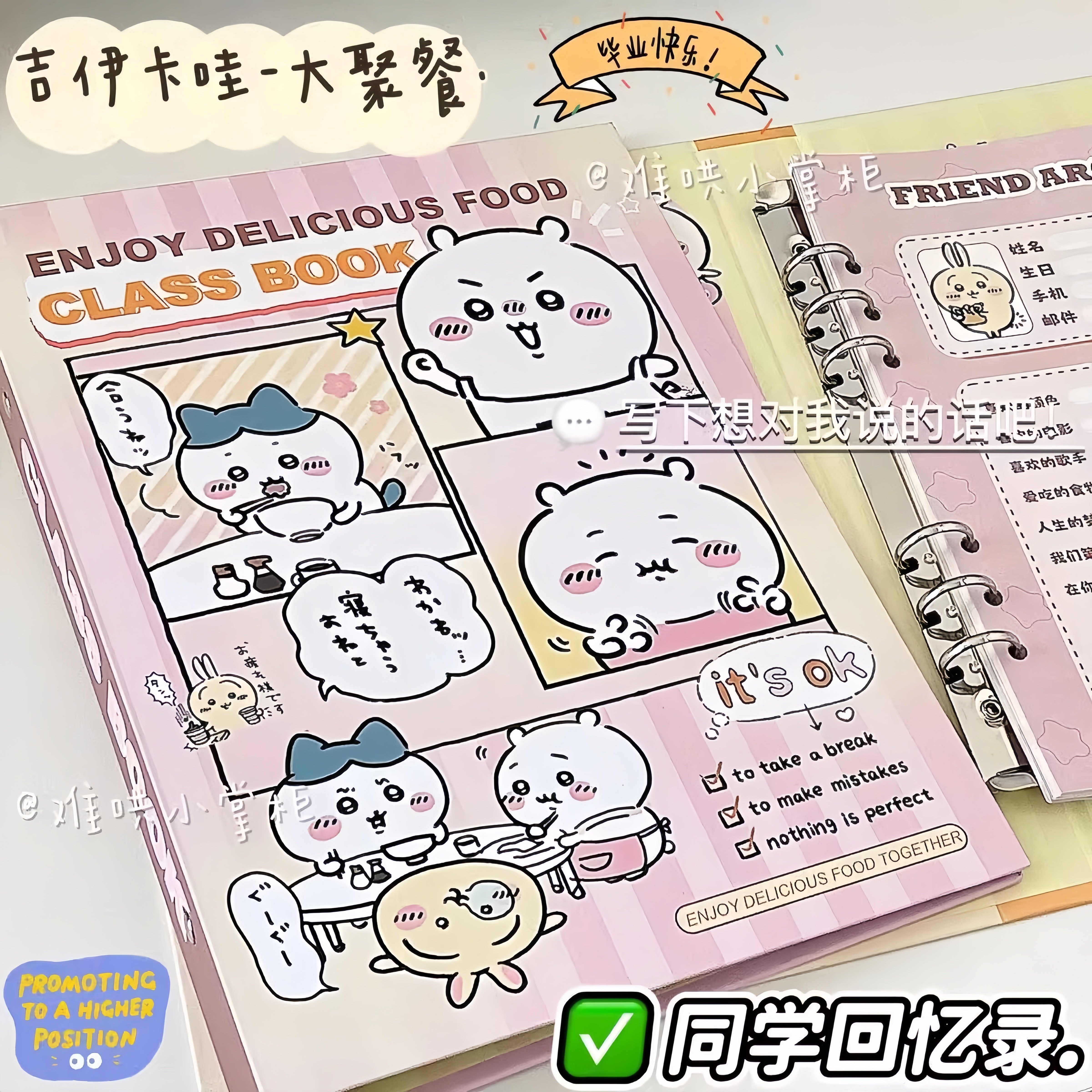 ins原创吉伊卡哇同学录小学生六年级2026新款女生高颜值ing风小众