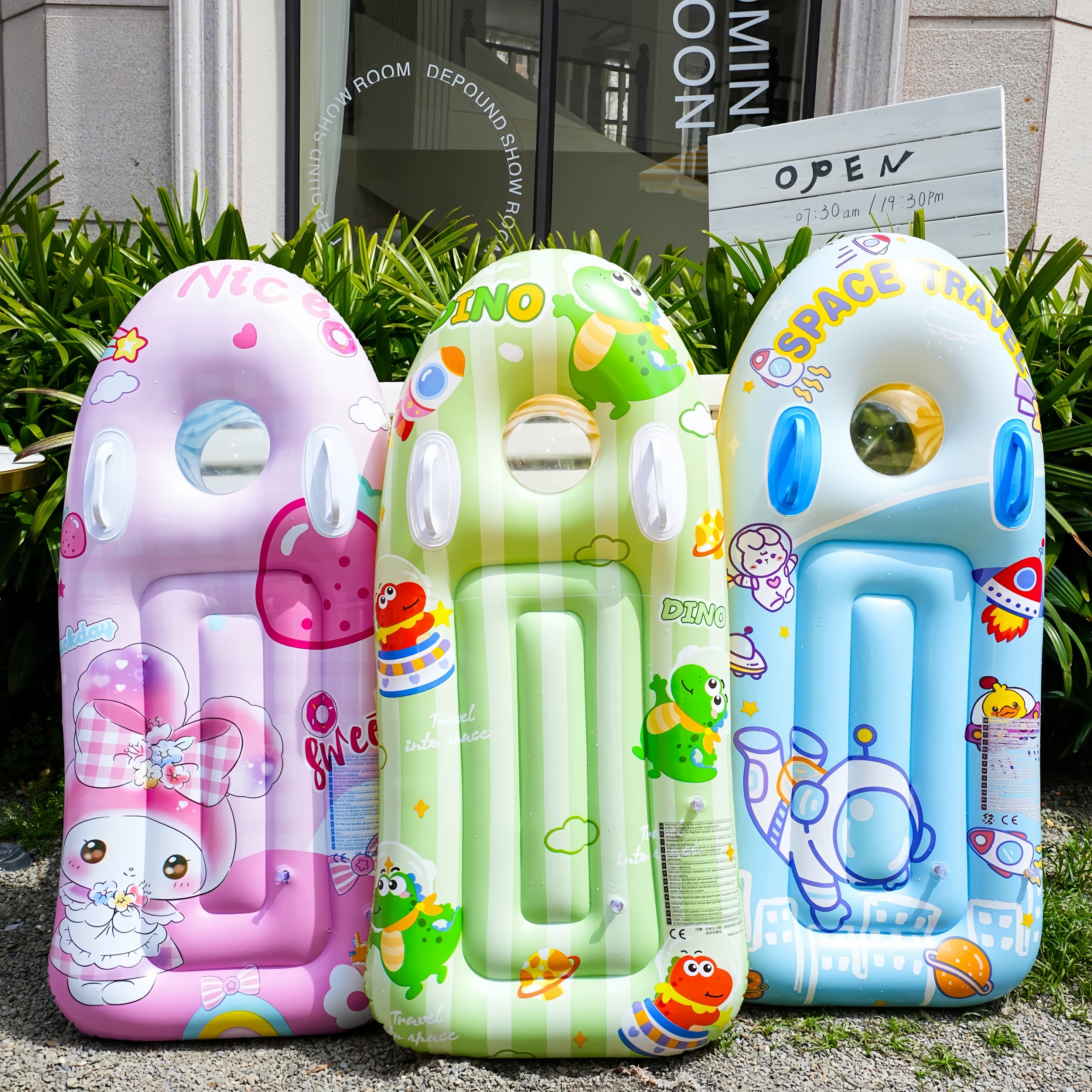 儿童充气浮板游泳圈带把手小孩水上玩具冲浪板漂浮神器海滩