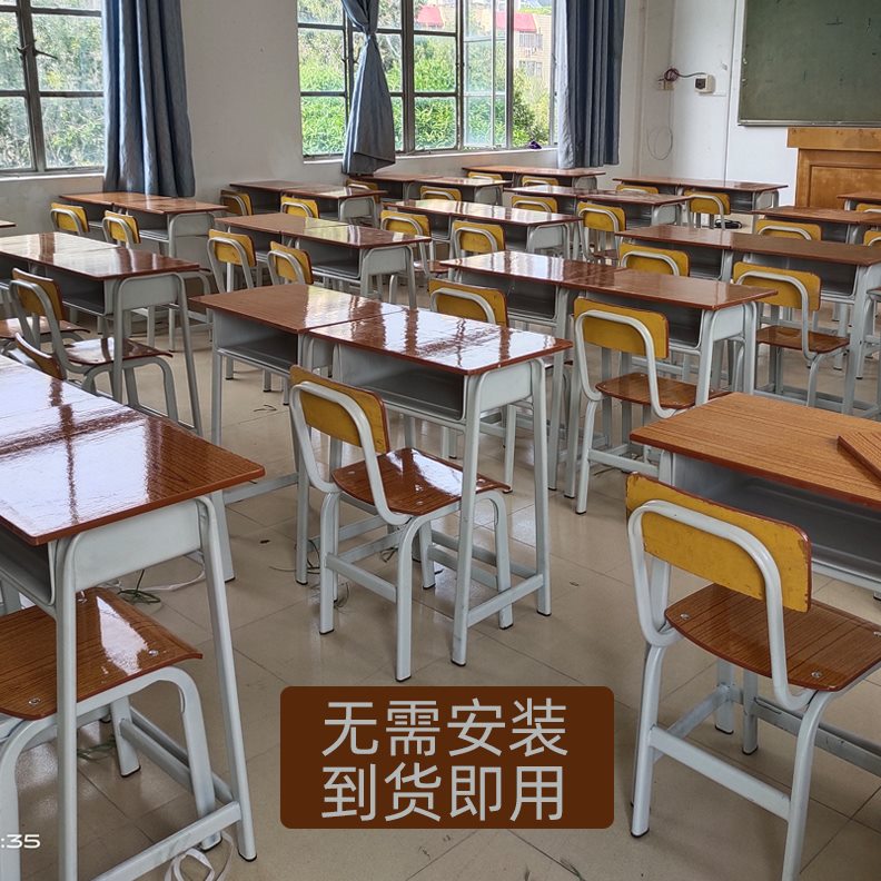 特价中小学生课桌椅单人双人课桌椅加厚学校培训班书桌椅厂家直供