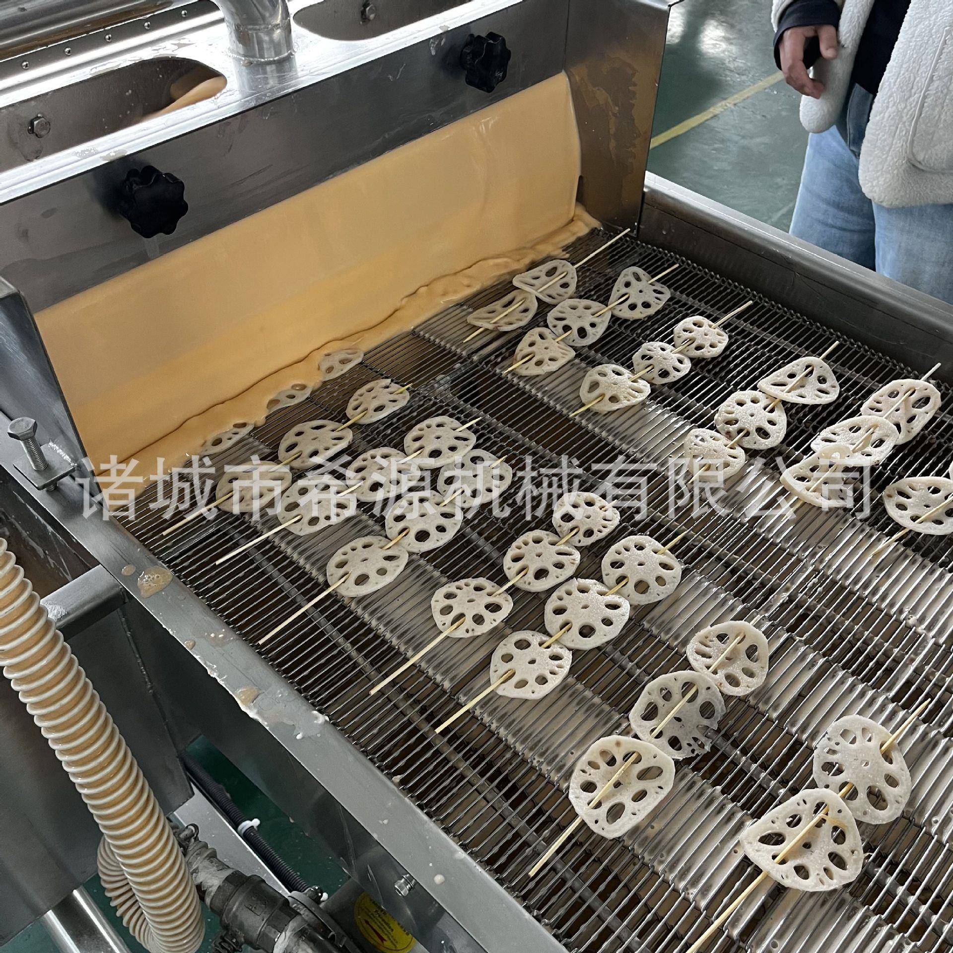 全自动藕片茄片上浆机薯塔淋浆机小酥肉裹浆裹糠油炸线