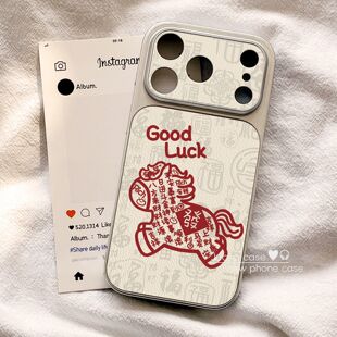 11防摔保护套大视窗 14防摔13可爱12 好运红福马适用苹果17promax手机壳iPhone16pro仿原小羊皮新款 15plus女款