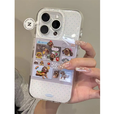简约ins波点狗狗苹果防摔手机壳