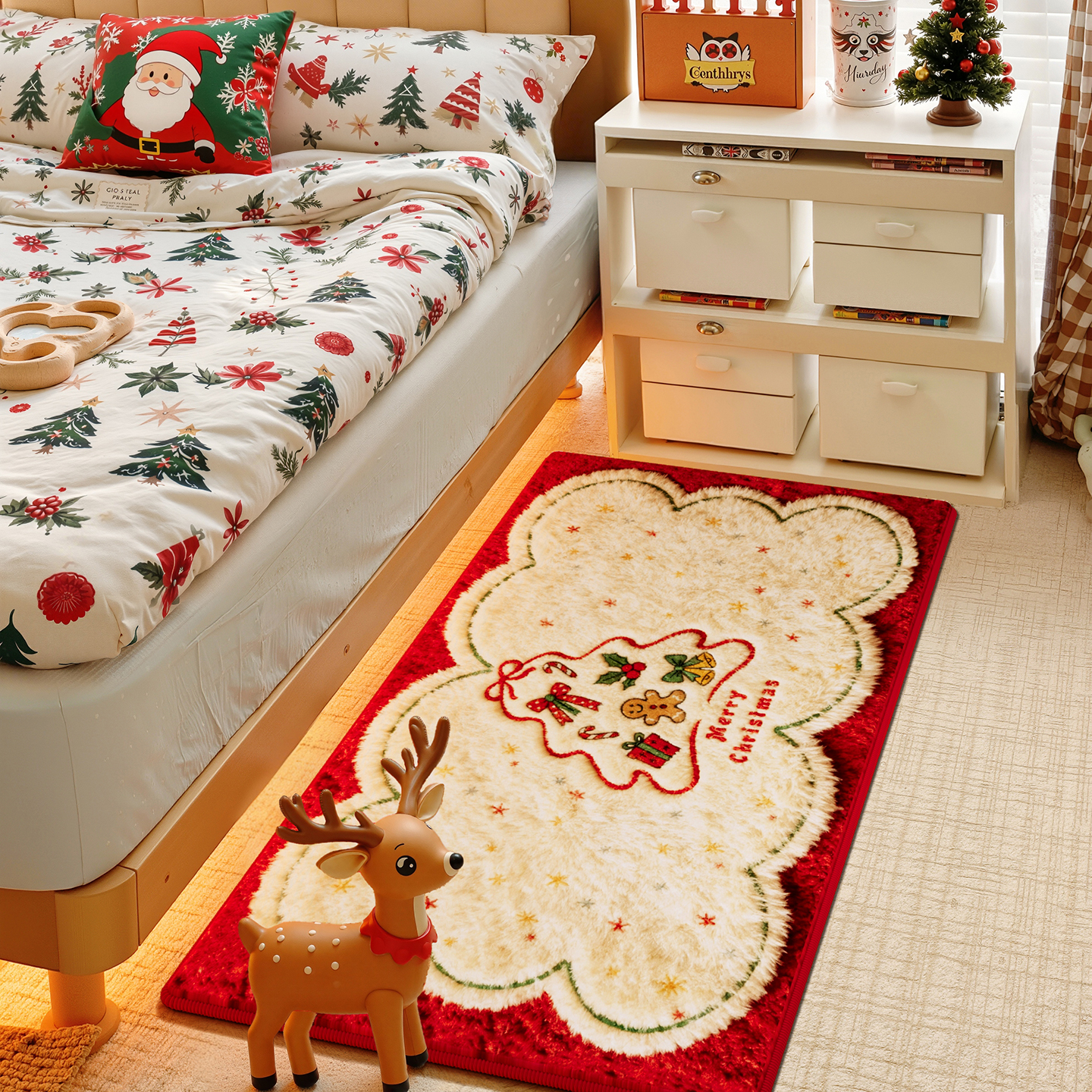 圣诞风暖芙绒冬季保暖床边毯